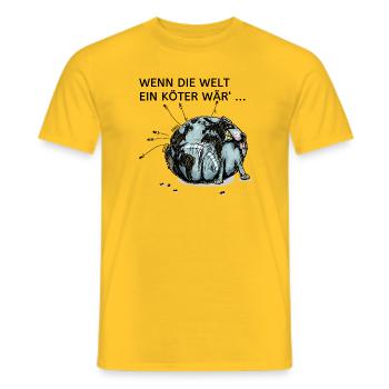 Weltköter - Männer T-Shirt - Gelb - Vorne - AI Model Male 178 dark (178cm)