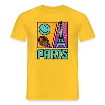 Paris Tennis Tournament Shirt, Retro Tennis - Men's T-Shirt - yellow - Front - AI Model Male 178 dark (178cm)