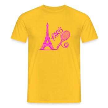 Paris Tennis Tournament Shirt, Retro Tennis Bag - Men's T-Shirt - yellow - Front - AI Model Male 178 dark (178cm)