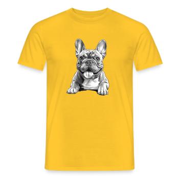 Bouledogue Français Drôle Smiley Bully Dog - T-shirt homme - jaune - Devant - AI Model Male 178 dark (178cm)