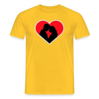 Couple Silhouette Amour Romance Petit ami de la Saint-Valentin - T-shirt homme - jaune - Devant - AI Model Male 178 dark (178cm)