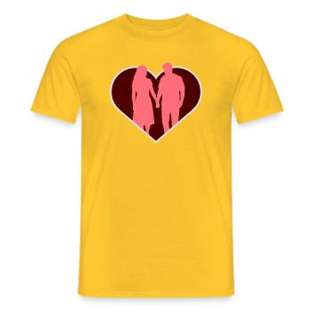 Couple Silhouette Amour Romance Petit ami de la Saint-Valentin - T-shirt homme - jaune - Devant - AI Model Male 178 dark (178cm)