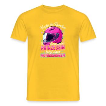 Motorrad Prinzessin Helm Biker Girl Spruch - Männer T-Shirt - Gelb - Vorne - AI Model Male 178 dark (178cm)