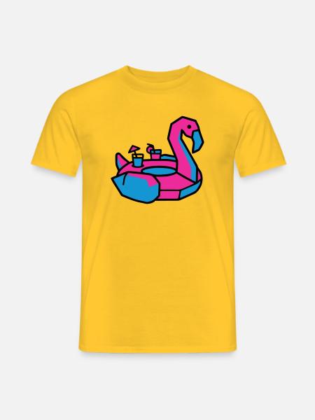 Flamingo Schwimmtier Pool Party - Männer T-Shirt - Gelb