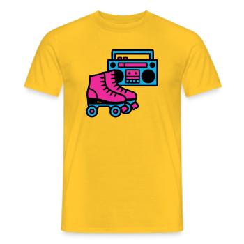 Rollschuhe Boombox 80er Retro - Männer T-Shirt - Gelb - Vorne - AI Model Male 178 dark (178cm)
