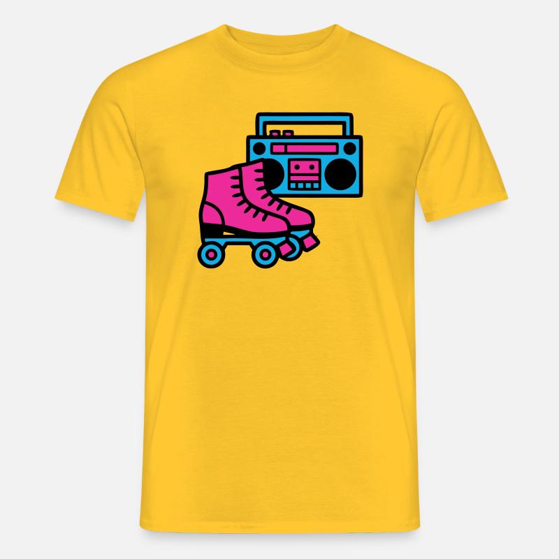 Rollschuhe Boombox 80er Retro - Männer T-Shirt - Gelb