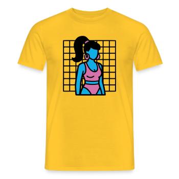Fitness Girl Vaporwave des années 90 - T-shirt homme - jaune - Devant - AI Model Male 178 dark (178cm)