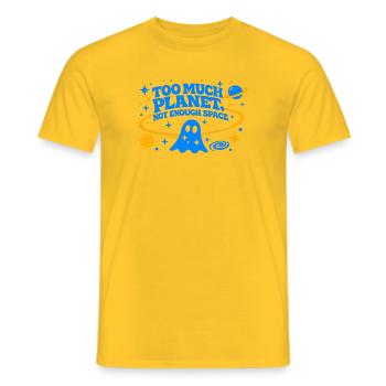 Too Much Planet | Not Enough Space | Electric Blue - Männer T-Shirt - Gelb - Vorne - AI Model Male 178 dark (178cm)