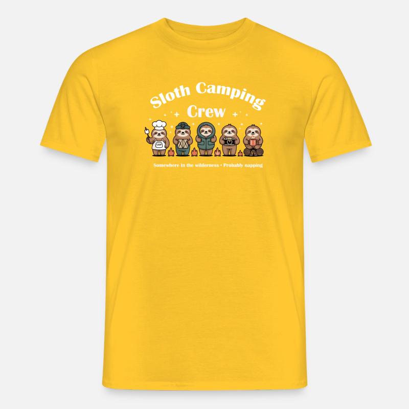 Sloth Camping Crew - Men's T-Shirt - yellow