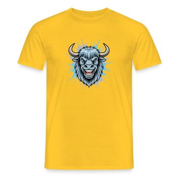Éclaboussure de tête de bison bleu - T-shirt homme - jaune - Devant - AI Model Male 178 dark (178cm)