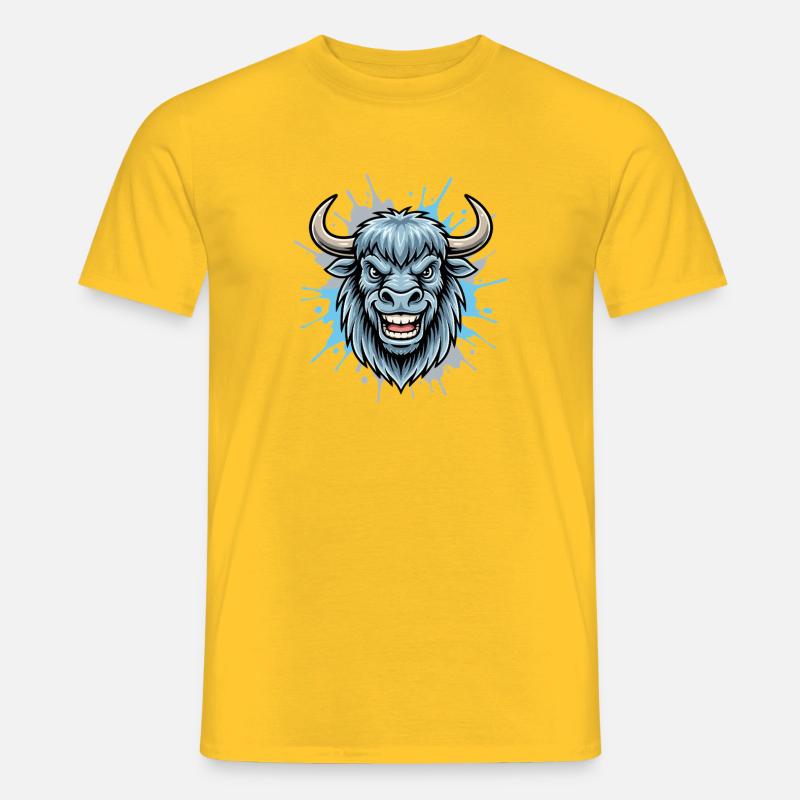 Blue Bison Head Splash - Men’s T-shirt - yellow