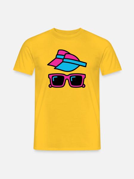 80s Sun Visor Glasses Set - Men's T-Shirt - yellow