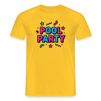 Lettrage des fêtes à la piscine des années 90 - T-shirt homme - jaune - Devant - AI Model Male 178 dark (178cm)