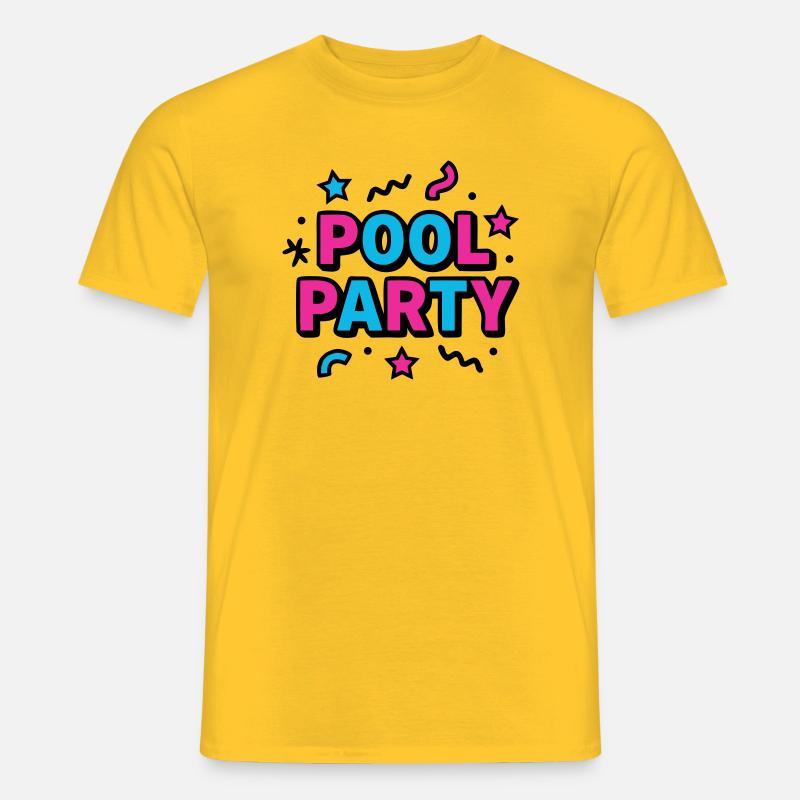 Pool Party 90er Schriftzug - Männer T-Shirt - Gelb