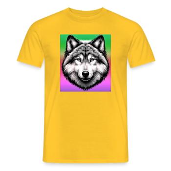 Wolf - Männer T-Shirt - Gelb - Vorne - AI Model Male 178 dark (178cm)