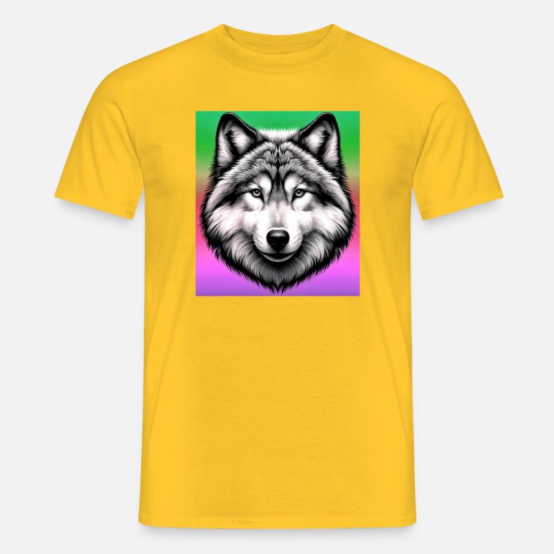 Wolf - Männer T-Shirt - Gelb