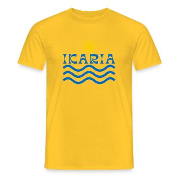 Ikaria Sun & Waves - Men's T-Shirt - yellow - Front - AI Model Male 178 dark (178cm)
