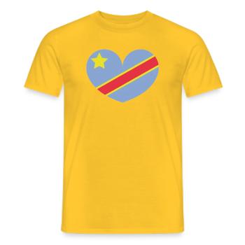 Congo heart flag - Men's T-Shirt - yellow - Front - AI Model Male 178 dark (178cm)