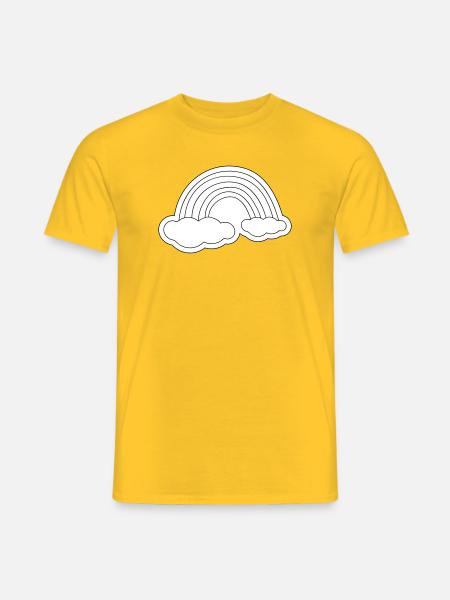 Minimalist rainbow on clouds - Men's T-Shirt - yellow