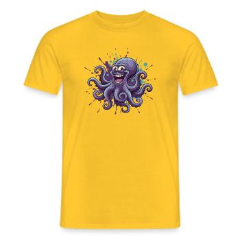 Happy Ink Octopus Graffiti - Men's T-Shirt - yellow - Front - AI Model Male 178 dark (178cm)