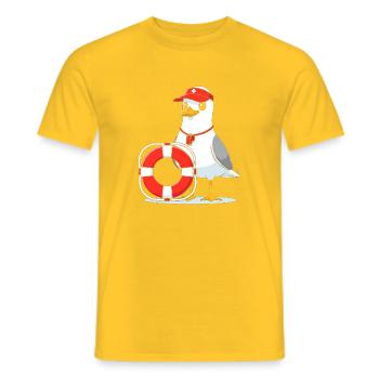 Sauvetage de la mouette avec bouée de sauvetage - T-shirt homme - jaune - Devant - AI Model Male 178 dark (178cm)