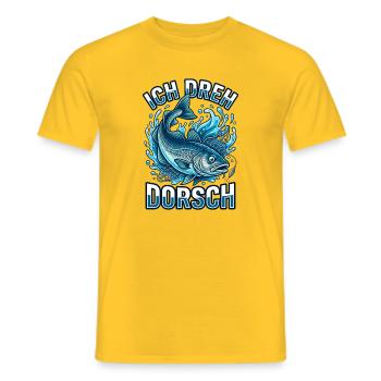 Ich dreh Dorsch Lustiger Angler Fisch - Männer T-Shirt - Gelb - Vorne - AI Model Male 178 dark (178cm)