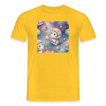 Kosmisches Kätzchen im Orbit - Männer T-Shirt - Gelb - Vorne - AI Model Male 178 dark (178cm)