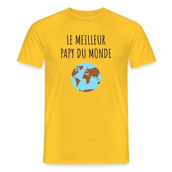 Meilleur Papy Globe - T-shirt homme - jaune - Devant - AI Model Male 178 dark (178cm)
