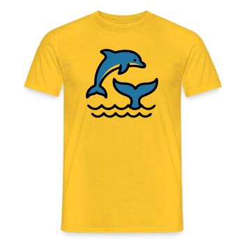 Vagues de dauphins Silhouette de la mer - T-shirt homme - jaune - Devant - AI Model Male 178 dark (178cm)