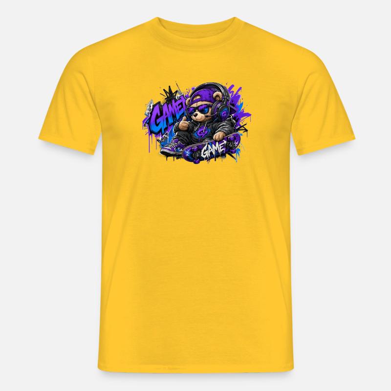 Game Bear Skate Graffiti - Männer T-Shirt - Gelb