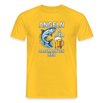 Angeln und Bier Darum bin ich hier Fisch - Männer T-Shirt - Gelb - Vorne - AI Model Male 178 dark (178cm)