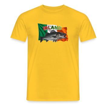 Wolfsbarsch Angeln Irland - Wölfe  - Männer T-Shirt - Gelb - Vorne - AI Model Male 178 dark (178cm)