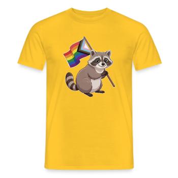 LGBTQ-Pride-Monat – Lustiger Pride-Waschbär - Männer T-Shirt - Gelb - Vorne - AI Model Male 178 dark (178cm)
