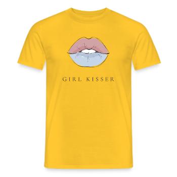 LGBTQ Pride Month - Lesbian Pride - Girl Kisser - Men's T-Shirt - yellow - Front - AI Model Male 178 dark (178cm)