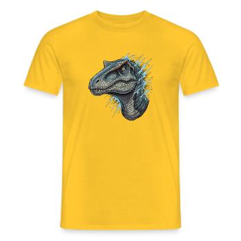 Dino head with blue splashes - Men's T-Shirt - yellow - Front - AI Model Male 178 dark (178cm)