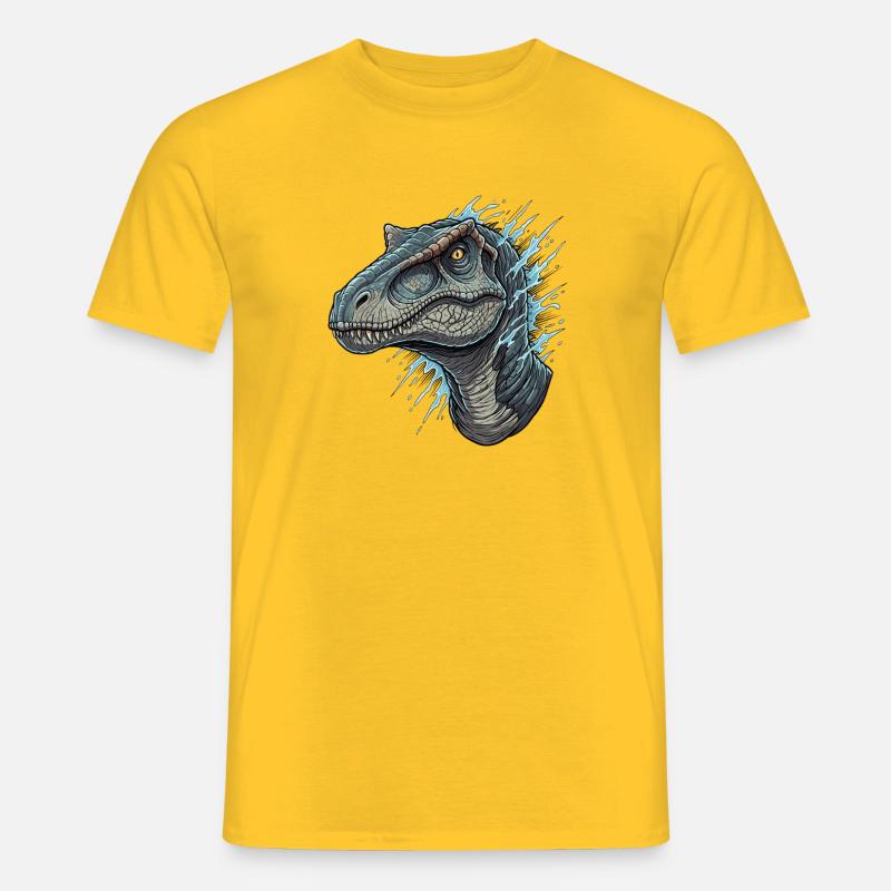 Dino head with blue splashes - Men's T-Shirt - yellow