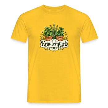 Kräuterglück - Männer T-Shirt - Gelb - Vorne - AI Model Male 178 dark (178cm)