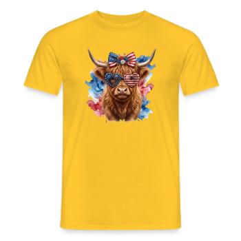 Highland Cow mit Herzbrille - Männer T-Shirt - Gelb - Vorne - AI Model Male 178 dark (178cm)