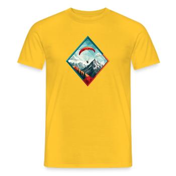 Paraglider over mountain landscape - Men's T-Shirt - yellow - Front - AI Model Male 178 dark (178cm)
