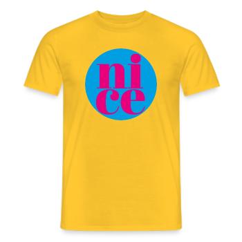nice - Men's T-Shirt - yellow - Front - AI Model Male 178 dark (178cm)