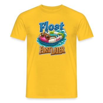 Float First, Later - Men's T-Shirt - yellow - Front - AI Model Male 178 dark (178cm)