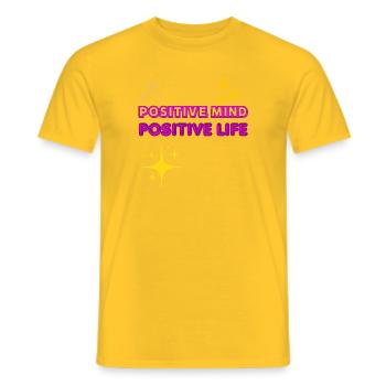 Positive Mind Positive Life Gift Idea - Men's T-Shirt - yellow - Front - AI Model Male 178 dark (178cm)