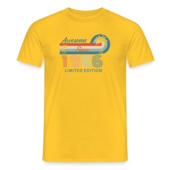 T-Shirt 60 Ans 1966 Nature Botanique - T-shirt homme - jaune - Devant - AI Model Male 178 dark (178cm)