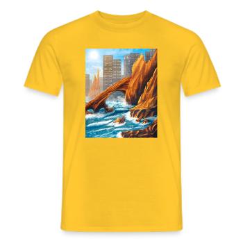 Urbaner Küstenbogen in Meer und Stadt - Männer T-Shirt - Gelb - Vorne - AI Model Male 178 dark (178cm)