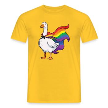Mois de la Fierté LGBTQ - Drôle d’Oie Fière - T-shirt homme - jaune - Devant - AI Model Male 178 dark (178cm)