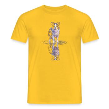 Border Collie Water Reflection - Men's T-Shirt - yellow - Front - AI Model Male 178 dark (178cm)