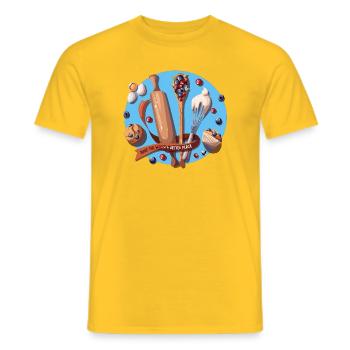 Backutensilien und Blueberry Muffins Abbildung - Männer T-Shirt - Gelb - Vorne - AI Model Male 178 dark (178cm)