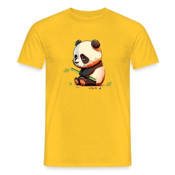 Panda triste avec panda triste en bambou - T-shirt homme - jaune - Devant - AI Model Male 178 dark (178cm)