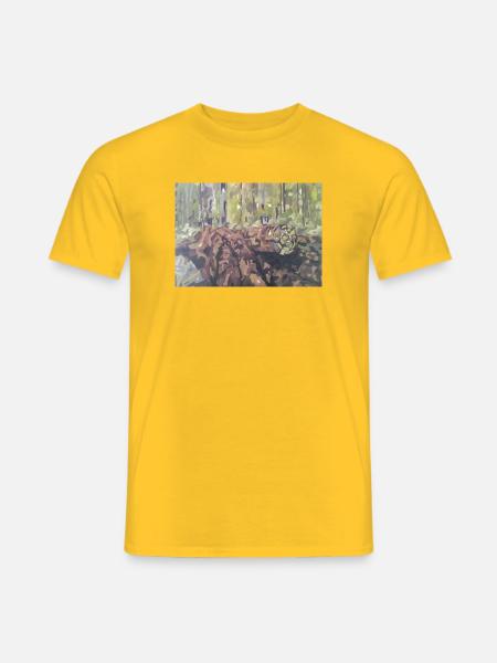 Logs in the forest – an impressionistic landscape - Men's T-Shirt - yellow