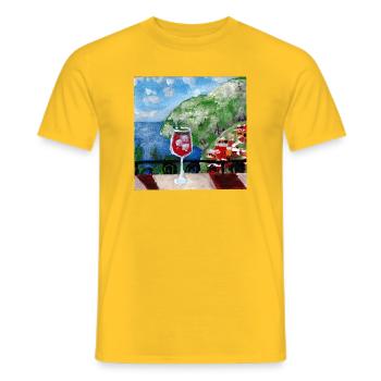Meerblick_Ölgemälde_mit_cocktail - T-shirt homme - jaune - Devant - AI Model Male 178 dark (178cm)